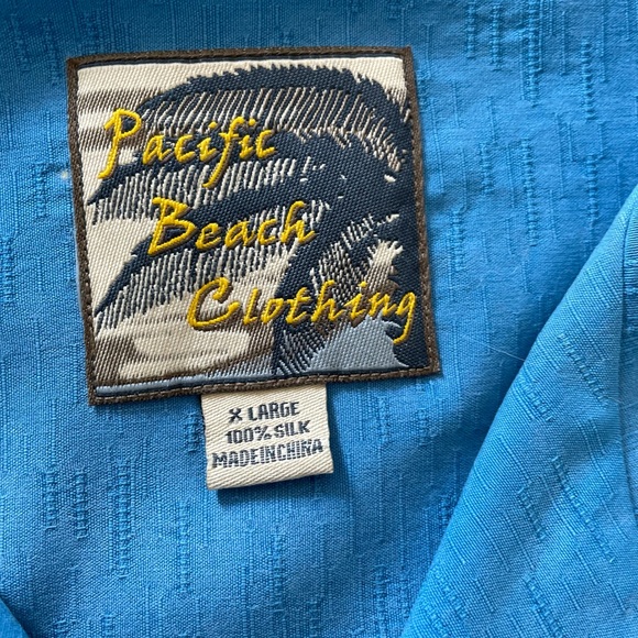 Vintage Pacific Beach 100% Silk Clipper Embroidered Button Down Shirt Size XL - Picture 11 of 11